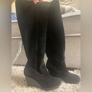 Knee high soft suede boots